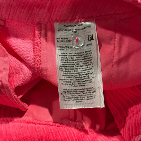 Vero Moda Pants Corduroy Y2K Preppy Retro Academia Kidcore Barbie Pink Medium 32 - Picture 3 of 5